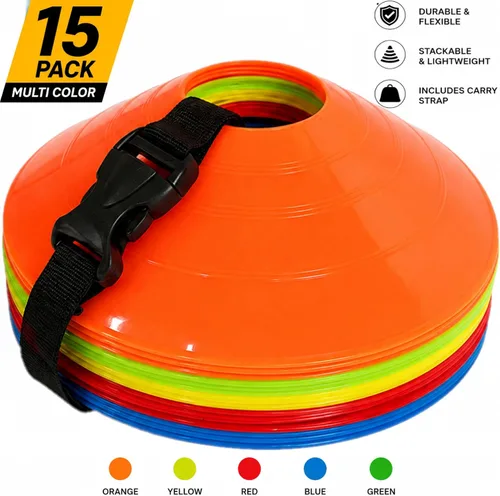 Vista 2 de Conos de fútbol flexibles (juego de 60/50/40/25) con bolsa de malla y correa, conos deportivos para fútbol, baloncesto, equipo de entrenamiento