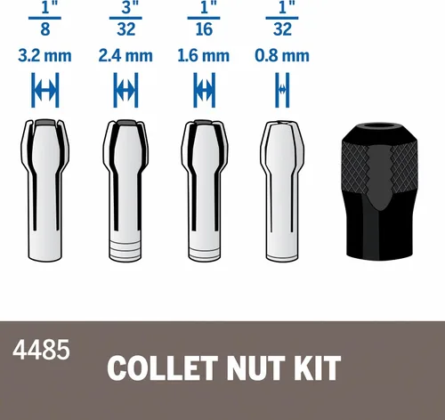 Vista 4 de Dremel Mfg 4485. Kit de tuercas de sujeción. Se cambian fácilmente.