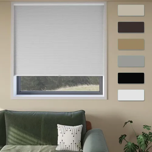 Vista 11 de MYshade Persianas celulares sin cordones, sin herramientas, sin taladro, persianas opacas para ventanas de interior, tamaño 19 pulgadas de ancho x