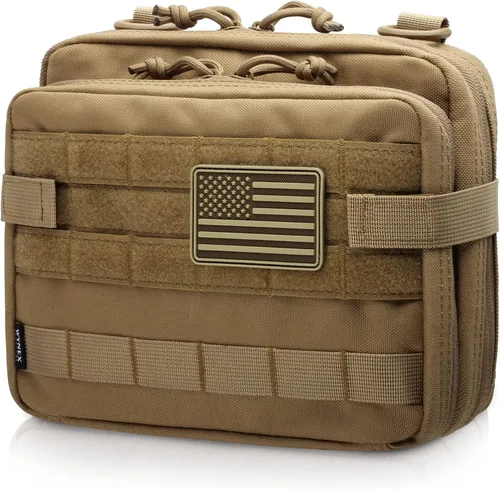 Vista 16 de WYNEX Bolsa táctica grande de administración de diseño de doble capa, bolsa de utilidad Molle EDC EMT con funda de mapa, bolsa modular