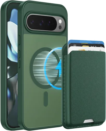 Vista 12 de Funda magnética para Google Pixel 9A con soporte para tarjetas, funda magnética desmontable, [compatible con MagSafe] a prueba de golpes con ranura