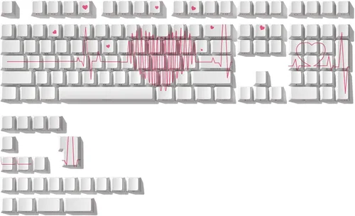 Vista 13 de Cherry Profile Custom Keycaps, juego de PBT con diseño de corazón, 130 piezas, color negro PBT Keycap Set with Dye Sublimation, Side Printed Key