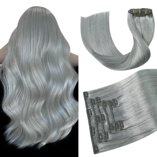 Vista 15 de Aison Extensiones de cabello con clip balayage de cabello humano real, extensiones de cabello ombre 100% de cabello humano para mujer, 12 pulgadas