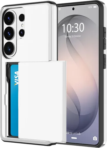 Vista 52 de Funda tipo cartera para Samsung Galaxy S22 con ranura para 2 tarjetas de crédito Funda a prueba de golpes Hybrid Heavy Duty Protection Armor Funda