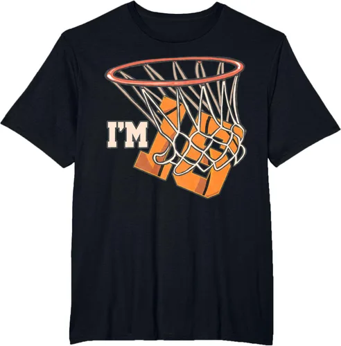 Vista 45 de Camiseta número 15 con temática de baloncesto para fiesta de cumpleaños, Negro, S