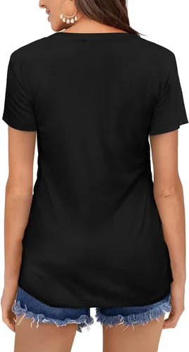 Vista 2 de DittyandVibe Womens Shirts V Neck T-Shirts Casual ShortLong Sleeve Tops Blouse