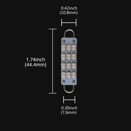 Vista 2 de Grandview 4 bombillas LED de 1.73 pulgadas 12-SMD 1210 3528 con chip rígido para interior de automóvil, cúpula de mapa, luces de cortesía para Azul
