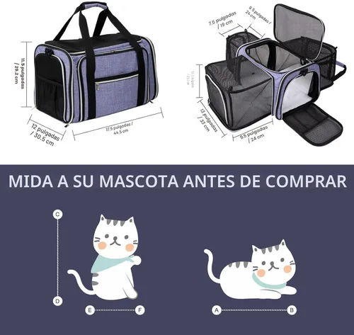 Vista 2 de BAGLHER Bolsa de Transporte para Gatos, Transportador de Mascotas Aprobado por Aerolíneas, Lateral Suave, Portador de Viaje para Mascotas, 5 Puertas