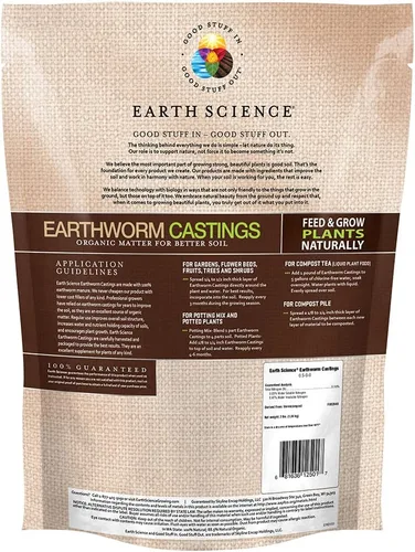 Vista 2 de Earth Science Fundición de lombrices de tierra, 3 libras, fertilizante para plantas de interior y exterior - Potenciador de suelo para huertos