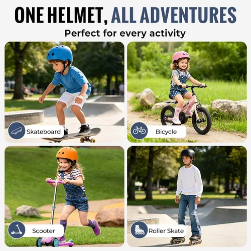 Vista 7 de Casco de bicicleta para niños, casco para niños y niñas de 1-3/2-4/3-5/5-8/8-14 años, ajuste ajustable y ligero, seguridad multideportiva