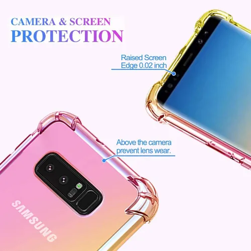Vista 2 de Funda para Samsung Galaxy Note 8, transparente lindo degradado delgado antiarañazos flexible TPU cubierta a prueba de golpes para Samsung Galaxy
