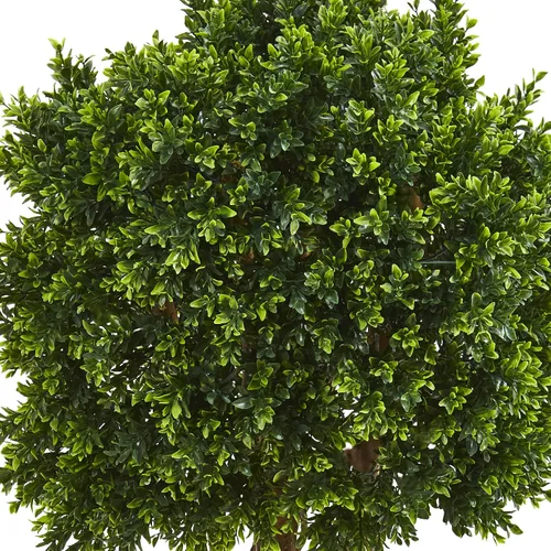 Vista 4 de Nearly Natural Árbol topiario de boj artificial resistente a los rayos UV de 46 pulgadas con maceta, arbusto de bola de imitación realista en maceta