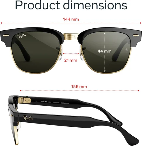 Vista 5 de Meta Ray-Ban Audio Clubmaster Negro brillante sobre oro/verde