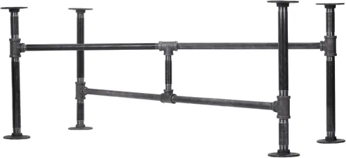 Vista 11 de PIPE DECOR Juego de patas de mesa auxiliar, kit de base de mesa industrial rústica para sala de estar, oficina, tuberías y accesorios ásperos