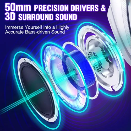 Vista 4 de WolfLawS Auriculares inalámbricos para juegos Bluetooth con micrófono Lightspeed Headset para PC PS4 PS5