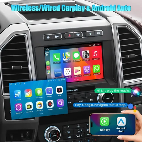 Vista 3 de Car Radio for Ford F150 2015-2020 Support Wireless Apple Carplay Android Auto GPS Navigation Android 15 8" Touch Screen FM Bluetooth Head Unit