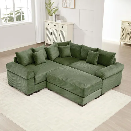Vista 65 de ODUSE-DAILY Sofá modular de gran tamaño de 117.3 pulgadas, sofás modulares grandes de pana para sala de estar, sofás de 3 plazas, moderno juego