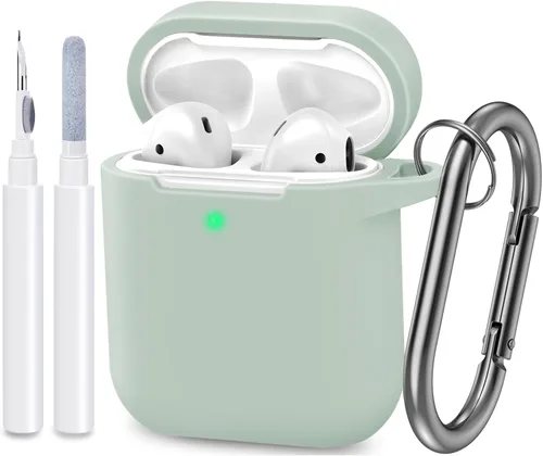 Vista 12 de Funda compatible con AirPods, cubierta protectora de silicona completa a prueba de polvo diseñada para Apple AirPods de 1.ª y 2.ª