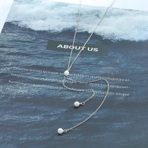 Vista 5 de Olbye Back Necklace Pearl Backdrop Necklaces Body Chain Jewelry for Women and Girls Bridal Jewelry