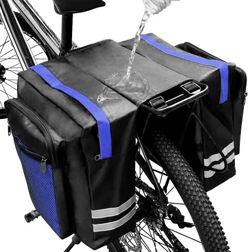 Vista 9 de Bolsa de doble alforja para portaequipaje trasero de bicicleta de 30L, bolsa de tronco de bicicleta impermeable, bolsa de alforja de bicicleta