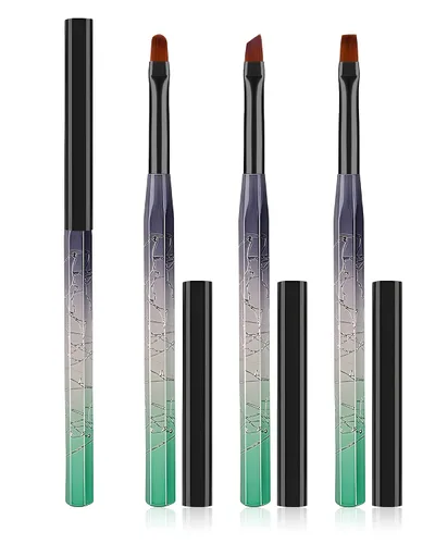 Vista 17 de 3 piezas de brochas de limpieza de arte de uñas, brochas de uña redondas/anguladas/planas resistentes a la acetona para remover esmalte de gel