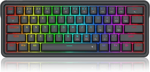 Vista 2 de Redragon K722 Teclado para juegos RGB con junta con cable al 60%, teclado mecánico compacto de intercambio en caliente de 61 teclas con enchufe