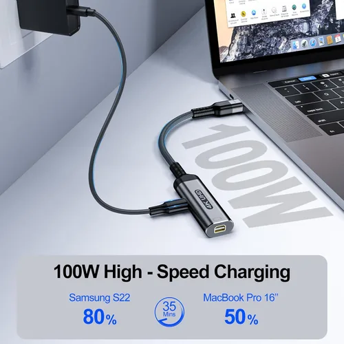 Vista 3 de USB C a Mini DisplayPort con adaptador de carga PD100W 4K @60Hz Thunderbolt 3/4 compatible con iPhone 15/16/17, M1/M4 MacBook/Air/Pro/iMac, iPad