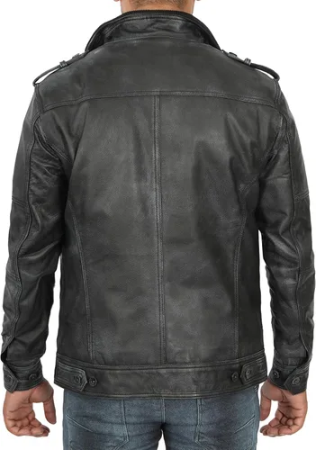 Vista 10 de Blingsoul Real Lambskin Leather Jacket Men - Chaquetas de cuero para Hombres