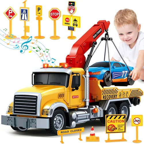 Vista 11 de Bstoyder Juguetes para niños de 3, 4, 5, 6, 7, 8 años, camión volquete grande con luces, sonidos, camión de fricción azul para niños y niñas