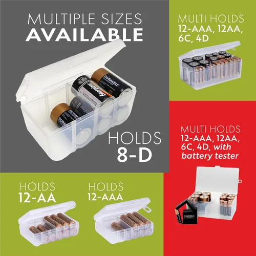 Vista 3 de Dial Industries - Funda organizadora de almacenamiento de batería, capacidad para 8D Keeps loose batteries sorted and easy to find, Compact