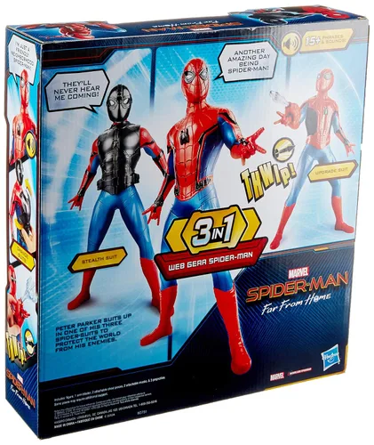 Vista 3 de Spider-Man: Far from Home Deluxe 13-Inch-Scale Web Gear Spider-Man Action Figure with Sound FX, Suit Upgrades, and Web Blaster Accessory
