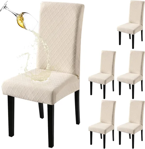Vista 41 de Fuloon Paquete de 4 Fundas Protectoras para Asientos de Sillas de Comedor Super Ajustadas Elásticas Extraíbles Lavables Cortas para Hotel, Comedor