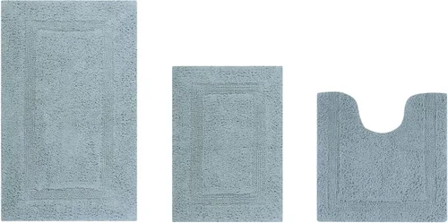 Vista 454 de Better Trends - Juego de 2 alfombras de baño 100% algodón, extra suaves, con borlas, de 17" x 24", alfombra de baño superabsorbente y reversible