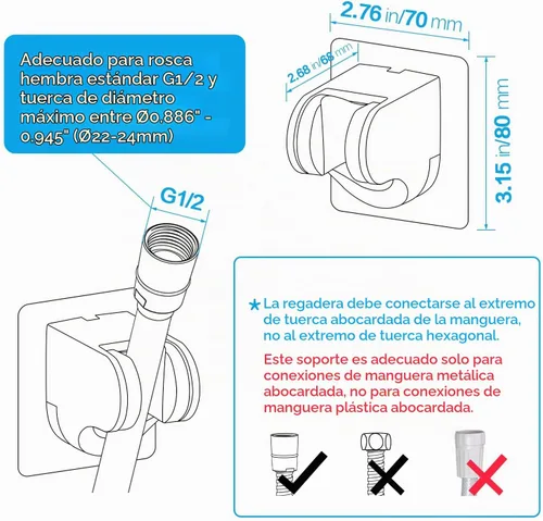 Vista 5 de KAIYING Soporte de cabezal de ducha autoadhesivo para caravana, soporte