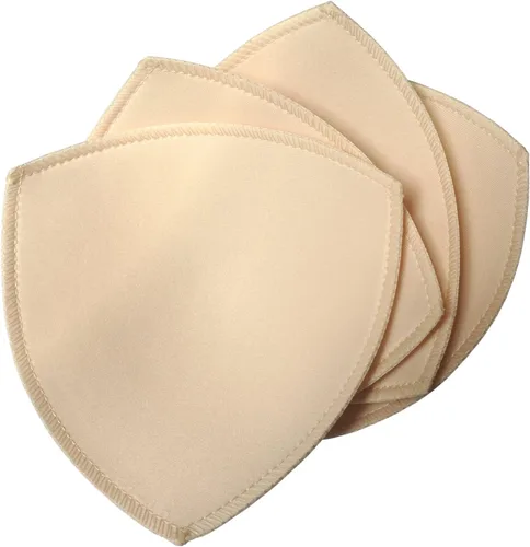 Vista 7 de 3 Pairs Removeable Triangle Bra Pads Inserts for Bikinis Top, SportYoga Bra, Swimsuit, AB,CD Cups Optional-Beige