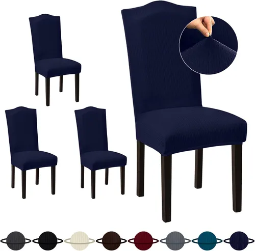 Vista 27 de Sufdari Juego de 4 fundas para sillas de comedor, color beige, antideslizantes, de elastano, elásticas, para comedor, hotel (Grande)