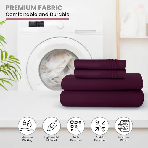 Vista 121 de LUX Décor - Juego de sábanas Twin de microfibra ultrasuave de 3 piezas con sábana encimera, sábana bajera de 16 pulgadas de profundidad y funda