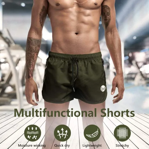 Vista 2 de Pantalones cortos de entrenamiento de gimnasio para hombre, pantalones cortos de entrenamiento de 3 pulgadas, pantalones cortos de gimnasio atlético