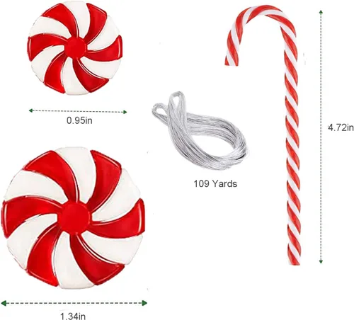 Vista 2 de 30 adornos colgantes de bastón de caramelo para árbol de Navidad, adornos colgantes de menta para Navidad, manualidades, fiestas, suministros