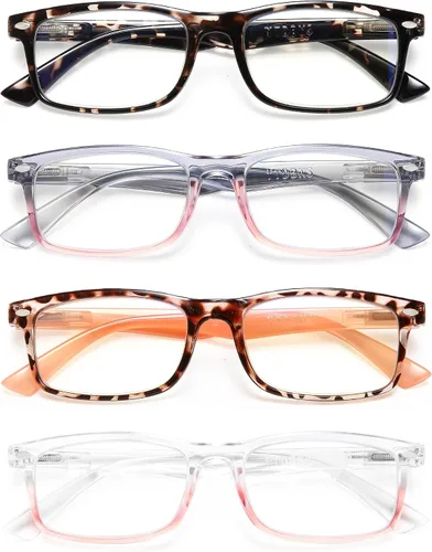 Vista 10 de Lentes de lectura elegantes para mujer, lectores con bloqueo de luz azul, anteojos para mujer, tramposos Rectangle blue light readers with