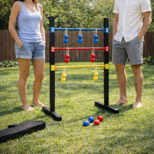 Vista 7 de Bolaball Wooden Ladder Toss Game Set with Carry Bag for Indoor & Outdoor Family Lawn