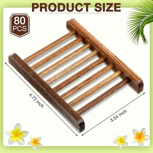 Vista 2 de Jabonera de bambú para jabonera de madera, ahorro de bandeja de jabón de madera, estuche de madera para ducha, rectangular, bañera, ducha, platos