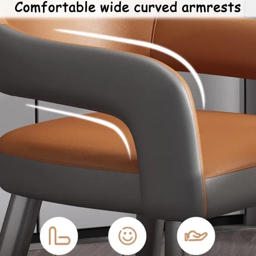 Vista 7 de YVYKFZD Leather Dining Chairs, Leisure Kitchen Chairs Set, Upholstered Dining Room Chairs with Backrest, Lounge Armchair Comfy Side Chair, for Brown