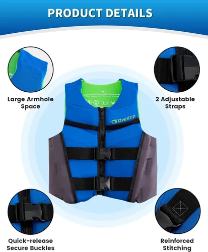 Vista 3 de Owntop Chaleco de natación para niños y jóvenes Chaqueta de natación de neopreno ligera y de secado rápido Kayak, entrenamiento de natación
