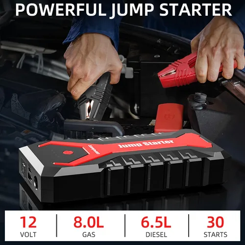 Vista 2 de DBPOWER Arrancador portátil para coche de 5000A/80.66Wh, para motores de hasta 8.0 L gasolina y 6.5 L diesel, arrancador de batería de iones