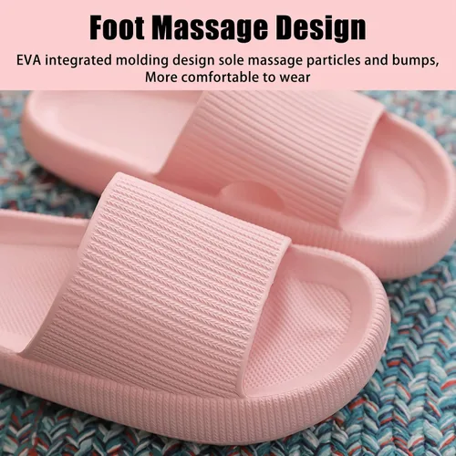 Vista 6 de rosyclo Pantuflas con sensación de nube para mujeres y hombres, pantuflas acolchadas para la ducha, sandalias de baño, máxima comodidad, ligeras