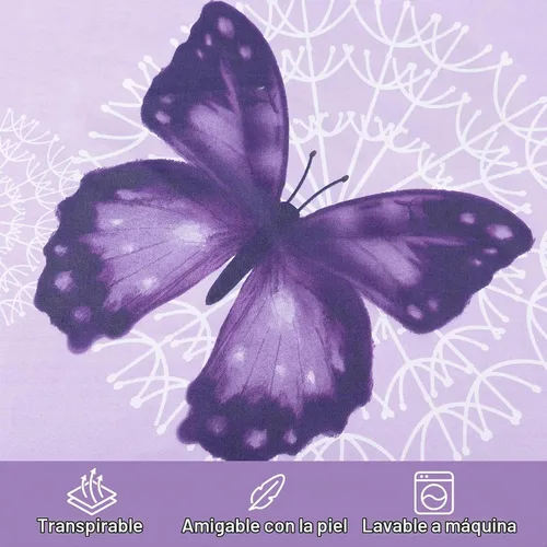 Vista 5 de ARTALL Juego de sábanas de 4 piezas con estampado de mariposa, sábanas de microfibra suave para todas las estaciones, incluye 2 fundas de almohada