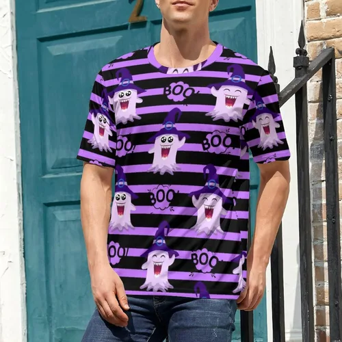 Vista 3 de Helloween Boo - Camiseta de manga corta con cuello redondo y manga corta