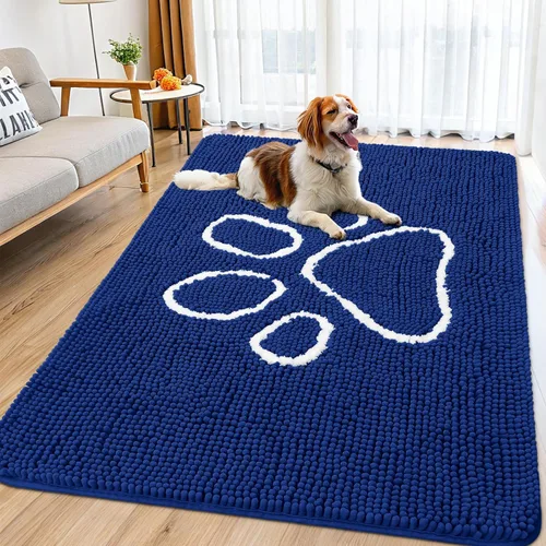 Vista 226 de Smiry Tapete para puerta de perro para patas fangosas, absorbente y Gris y negro