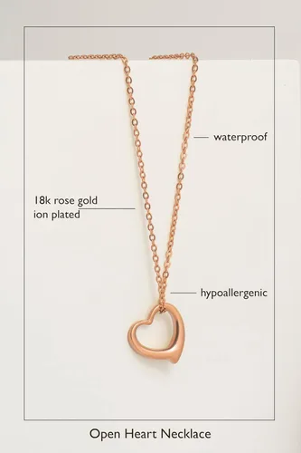 Vista 2 de Altitude Boutique Collar de corazón abierto para mujer, collar de corazón flotante, hipoalergénico, simple, collar de corazón con texto en inglés "I